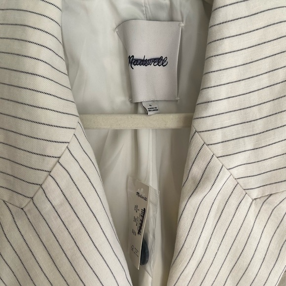 NWT! MADEWELL Relaxed Blazer in Pinstripe Linen Blend Size 6 - Picture 5 of 9